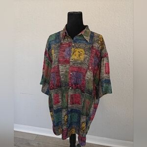 Multicolor Patchwork Button-Up Shirt